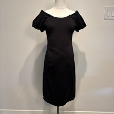 Gap Maternity Ruched Belly Dress Women Small Black Off Shoulder Puff Sleeve LBD