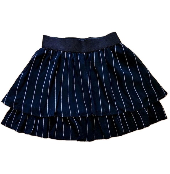 Cute WISH INDIE SKIRT Tiered BLACK SILK Mini METALLIC STRIPE Skater Flip Sz 6 8