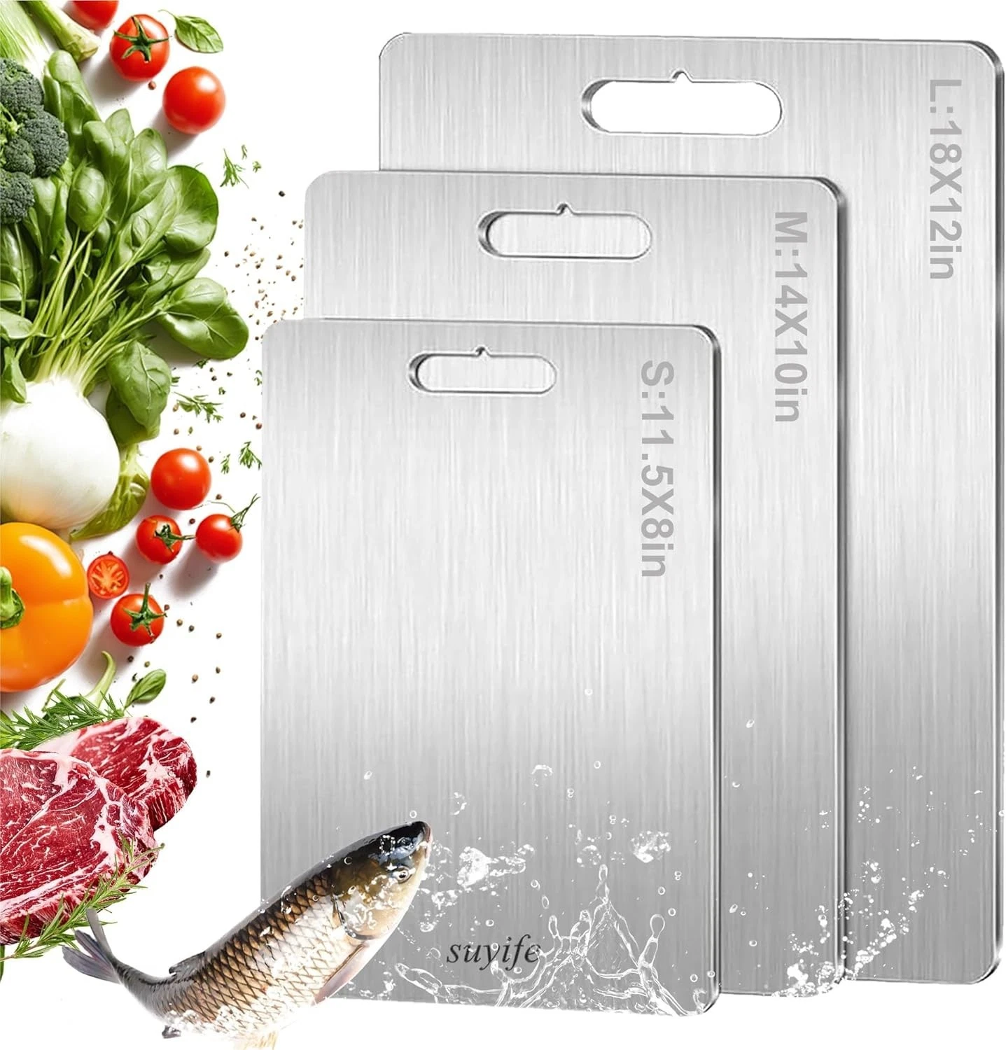Titanium Cutting Board Set of 3,100% Pure Titanium Cutting Boards Kitchen Double