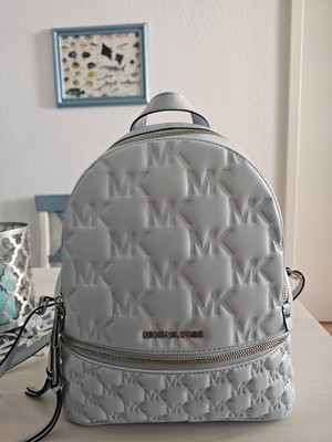 michael kors tasche rucksack rhea hell blau kunstleder