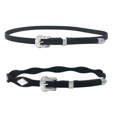 2 Pack Black Leather Cowboy Hat Bands for Men Women Replacement Hats Fedora