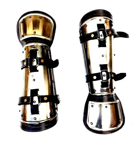 Brazaletes medievales Witcher cosplay Armadura Acero y Cuero Brazo Larp...
