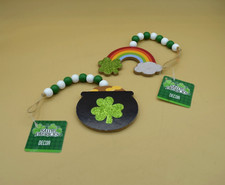 St. Patrick's Day WoodeN Beaded Garland Rainbow  Pot Of Gold Decor