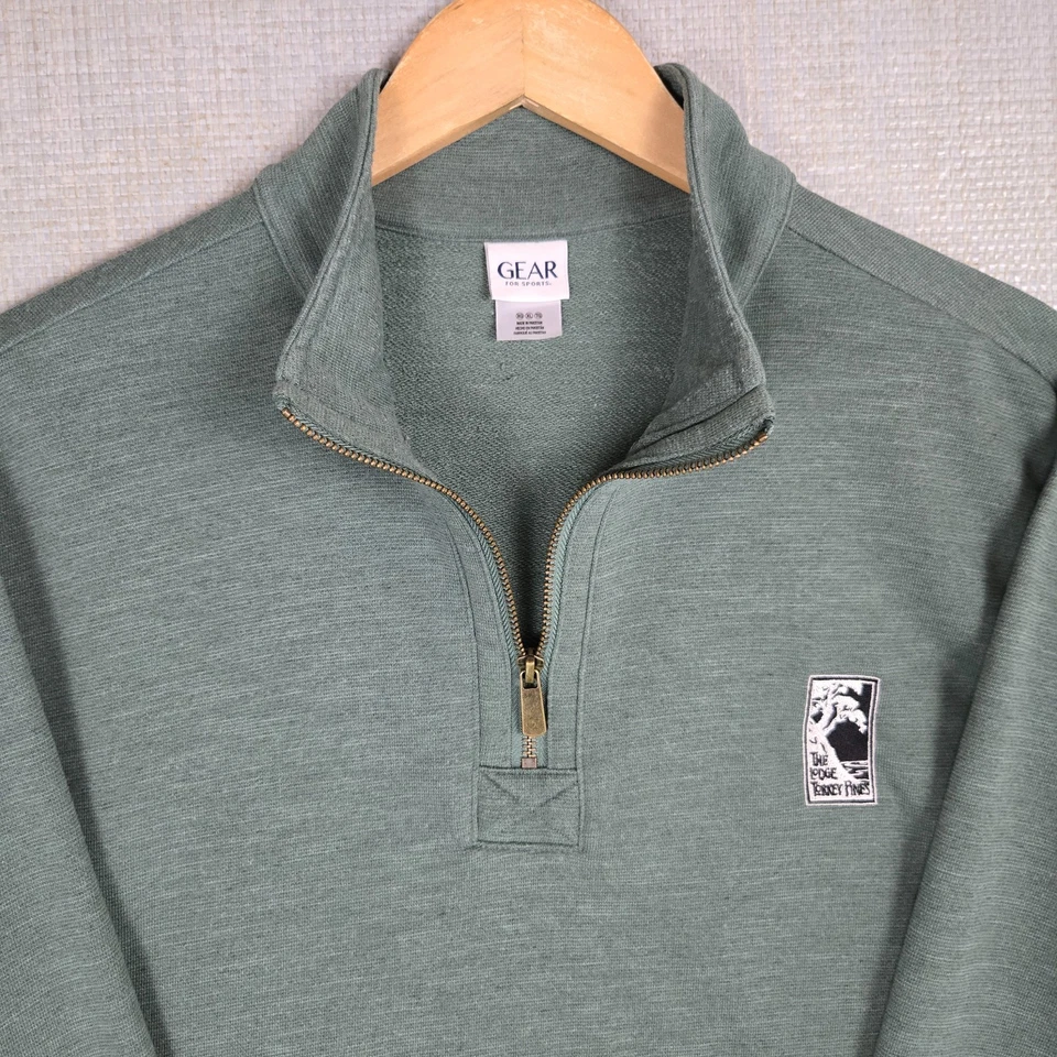 GEAR x LODGE TORREY PINES Hombres XL 1/4 Cremallera Sudadera Verde Algodón/Poliéster Bolsillos Foto 2 de 4