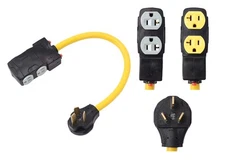 NEMA 10-50P to 4 Outlet Port 5-15R 5-20R 1.5 FT 10 AWG W/Current Protector 12...