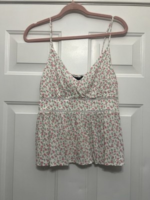 NWT Trixxi Francesca s Large Eyelet Floral Babydoll Shirt Cami Tank Cottagecore