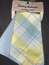 Tommy Bahama Pets Dog Cat Bandana Yellow Blue Plaid Two Pack Set NEW NWT