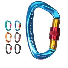 25KN Carabiner Clip Hook D-Ring Heavy Duty Aluminum Screw Lock Rock Climbing