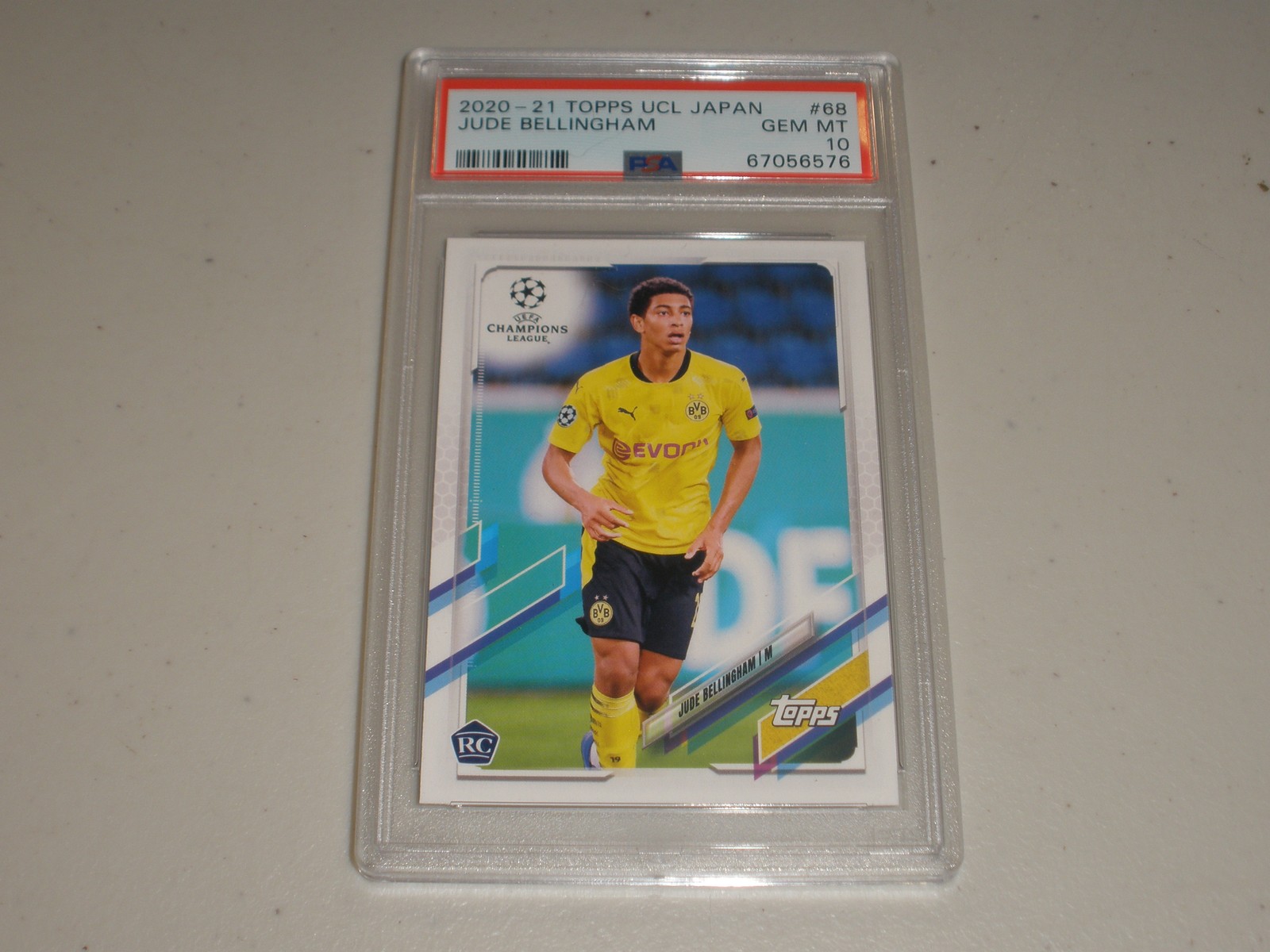 2020-21 Topps UEFA Champions League Japan Jude Bellingham Rookie RC PSA 10 GEM view 1