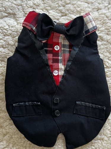 Nicole Miller Home Dog Tuxedo Vest Bow Tie Black Red White Wedding Size S