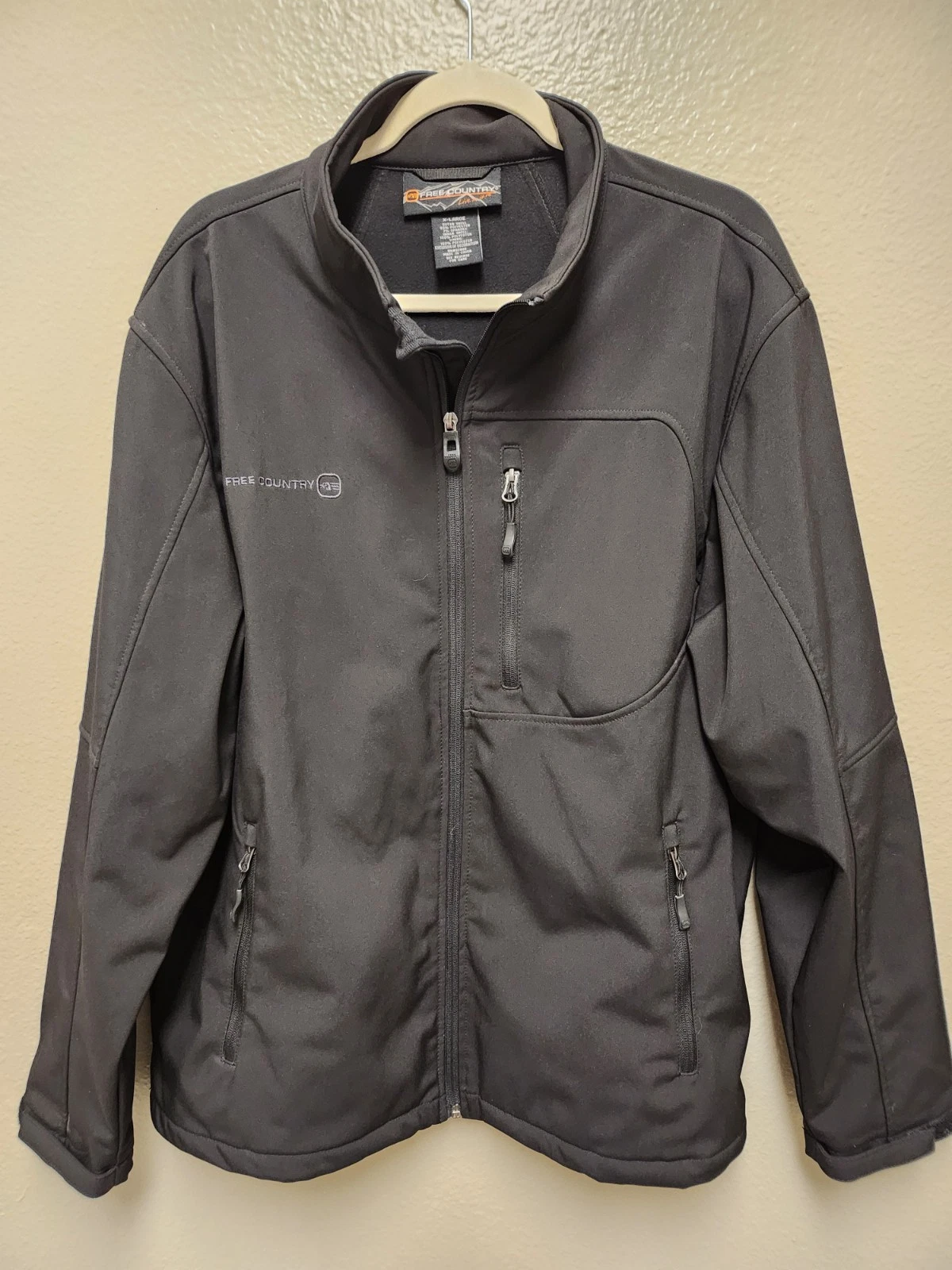Free Country Full Zip Softshell Jacket, Black, lined Mens XLG
