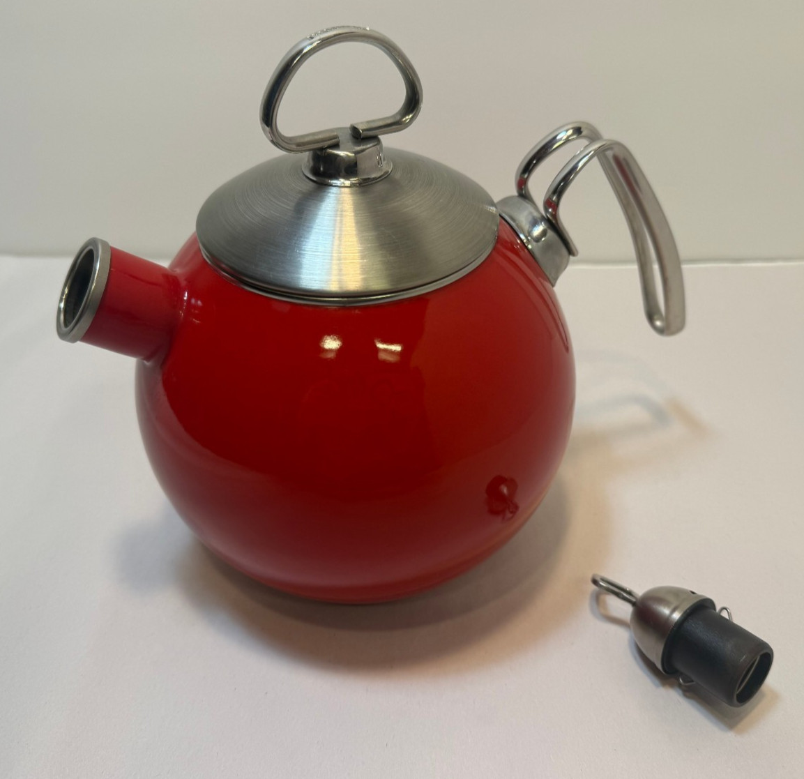 Chantal Small Red Enamel Whistling Tea Kettle Pot
