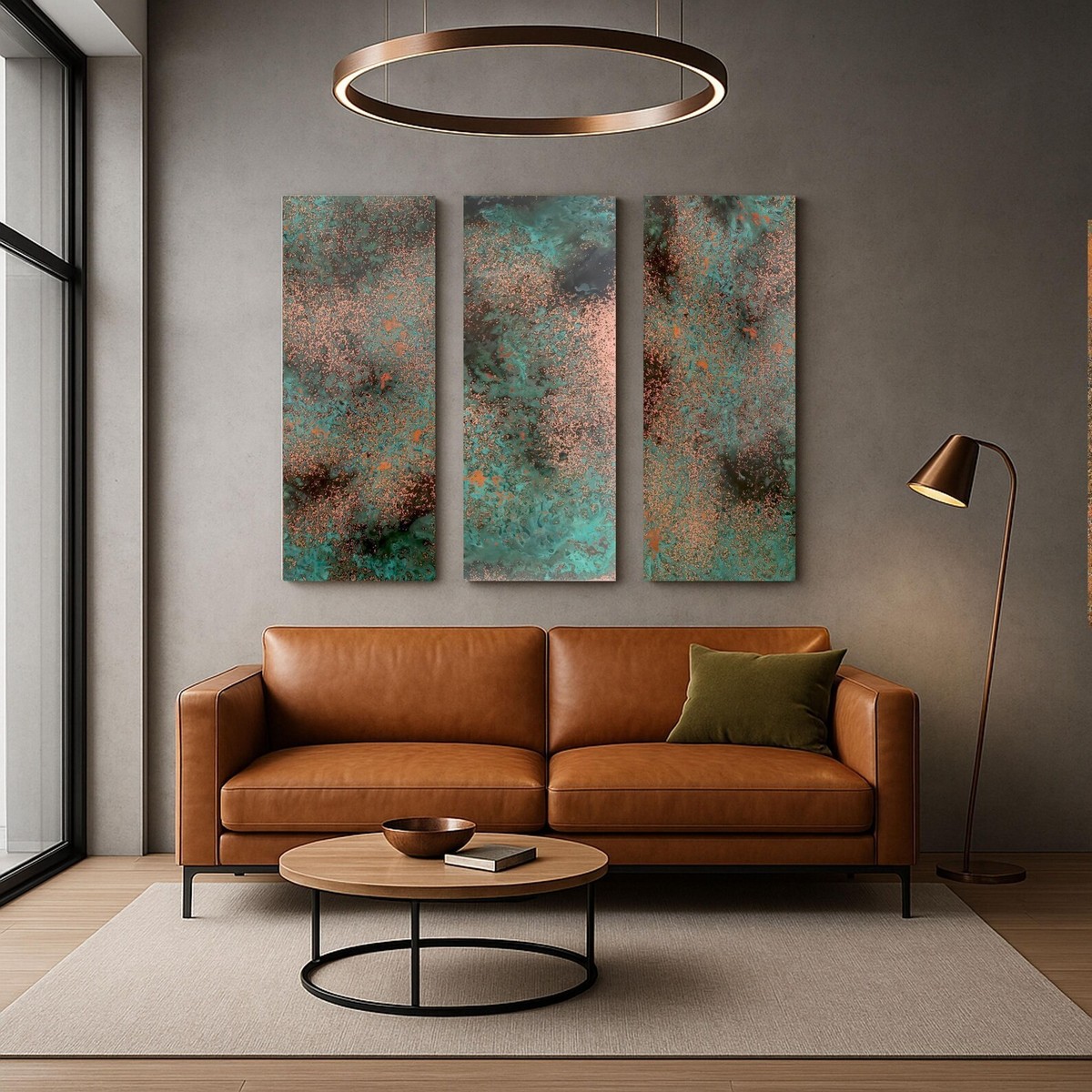 Real Copper Wall Art – 3 Panel Metal Artwork Modern Abstract