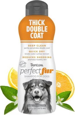 TropiClean PerfectFur Thick Double Coat Shed Reducing Dog Shampoo, 16-fl oz bott