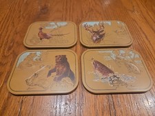 Vintage AVON Zestaw 4 szt. Bar Outdoorsman Wildlife Tom O'Brien PODSTAWKI z filcowym tyłem