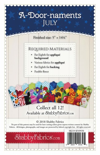 A-Tür-Verziere Juli Muster Jennifer Bosworth für Shabby Stoffe 5" x 14,25" - Bild 2 von 2