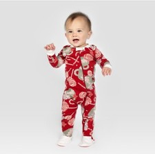    NEW Burt  s Bees Organic Cotton One Piece Zipper Sleeper Christmas 6-9 MONTHS