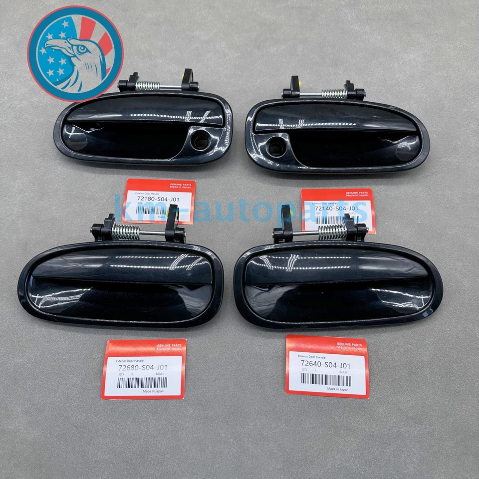New 4 Pcs Front & Rear Outside Door Handles Set Black for 1996-2000 Honda Civic - Imagem 3 de 4