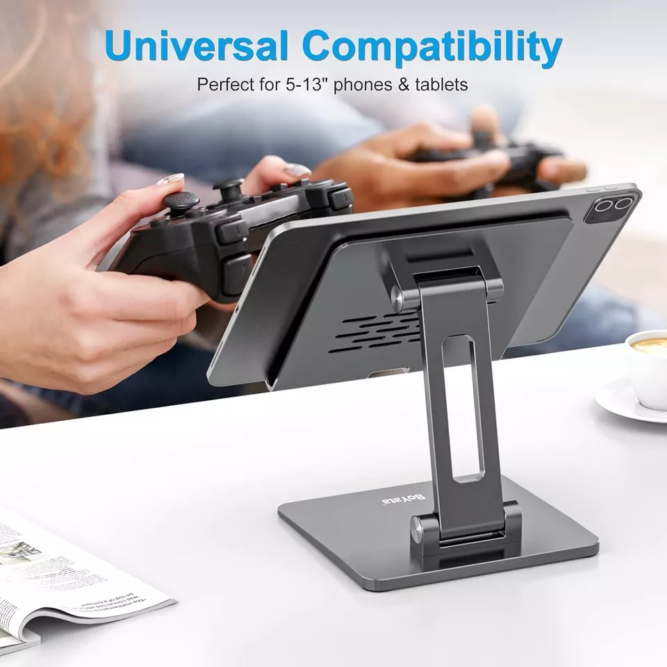 Tablet Stand Aluminum Adjustable Tablet Holder Foldable Desktop Stand iPad Mini - Image 2 of 4