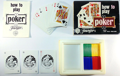 Vintage Fournier Poker Set Spielkarten Chips & Anleitung im Etui