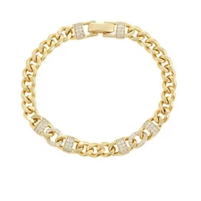 Beautiful 14K Gold Plated 7mm Cuban Chain Bracelet.  Unisex. Oro Laminado
