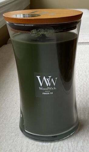 WoodWick Fraser Fir Green Candle Large Hourglass - 21.5 oz NEW - Bild 1 von 4