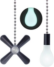 Black Ceiling Fan Pull Chain Set, 2Pack 3mm Diameter Beaded Fluorescent