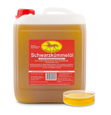 HORSE-DIREKT Schwarzkümmelöl 100% 2,5L Kan. aus Kaltpressung, Hund, Pferd, eigene Ölmühle