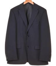 Hugo Boss Solid Navy Blue 100 Wool Mens Blazer Sport Coat Jacket 40 L