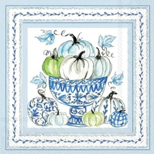 Boston International - 3-Ply 6.5" Lunch Napkins 20 Count - Chinoiserie Pumpkins