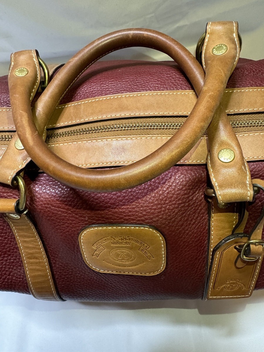 Vintage Ghurka Bag Minicav 585 Burgundy Leather Purse Plaid Lining