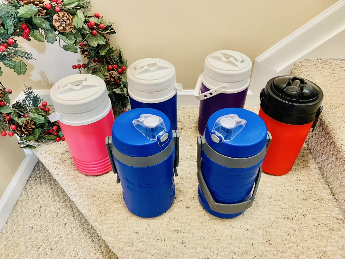 Lot of 6, Under Armour & Igloo Insulated Thermos 64 oz Water Bottle Jug  Flip Lid