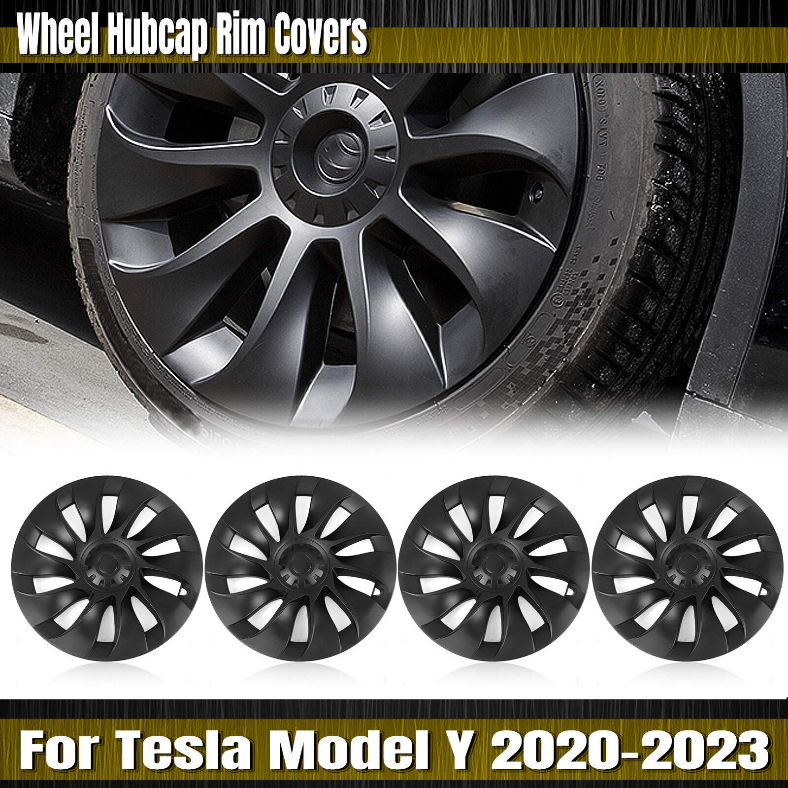 For Tesla Model Y 20-2024 2022 20" Wheel Hubcaps Rim Cover Whirlwind Style 4PCS