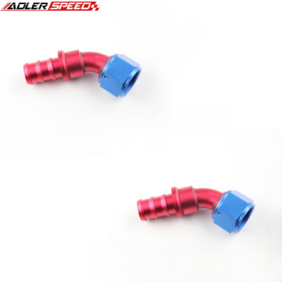 US SHIP 2PCS 45 Degree AN10 -10AN Push-on Hose End Fuel Fitting Adapter Red/Blue