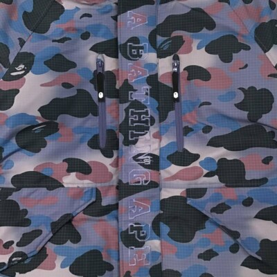 BAPE Grid camo Snowboard Puffer Down Jacket Purple A Bathing Ape