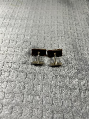Vintage Men's Cufflinks Swank Ruby & Gold Style Glass - 第 4/4 張圖片