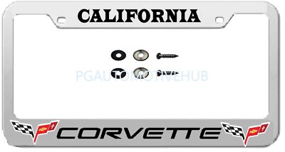 License Plate Frame Stainless Steel Chrome Plated Vinyl Lettering for CORVETTE