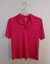Champion Golf Men's Short Sleeve Duo-Dry Pink Stripes Polo Shirt Size Medium