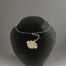 Motorcycle “Live To Ride” Silvertone Pendant, 18” Chain