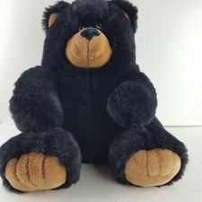 Vintage Chubby Black Brown Grizzly Bear Plush Stuffed Animal 1988 EXCELLENT EUC