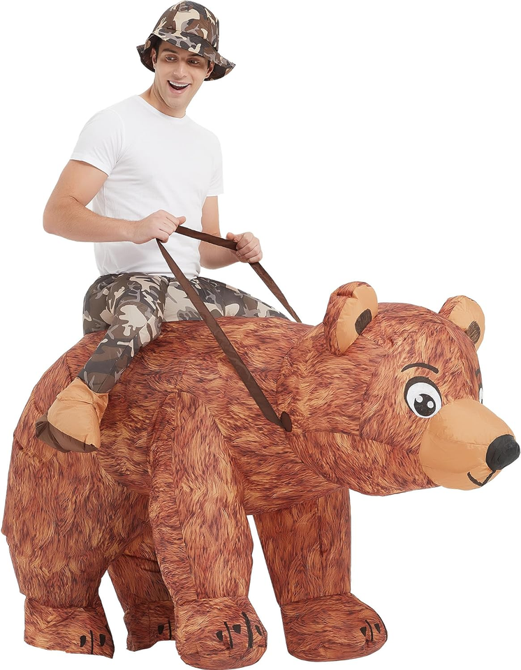 Bear Inflatable Costume Riding Bear Air Blow up Funny Fancy Dress Party