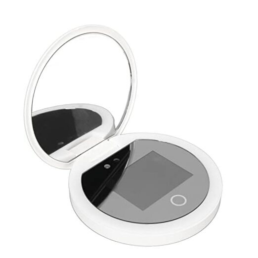 Travel Compact Mirror with UV Sunscreen Testing Camera, 2X Magnification 3.5in