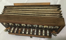 Accordion Button Box Flutina 1800s Unbranded Mother of Pearl and brass accents