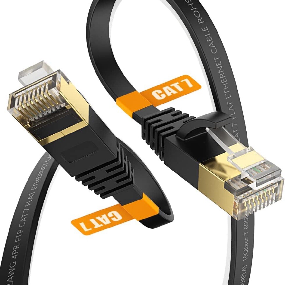 10Gbps Cat7 Ethernet Cable 10 Ft Ultra Slim Gold Plated RJ45 for PS5 LAN-image