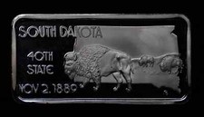 South Dakota 40th State Hamilton mint .999 1 Oz Silver bar 44.22 per troy oz