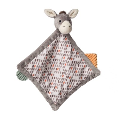 Mary Meyer Dusty Donkey Lovey Stuffed Animal Blanket  Snuggle Toy, 9 x 9-Inches