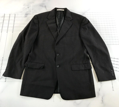 Hickey Freeman Anzugjacke Blazer Herren 41R Grau Gestreift Zwei Knöpfe Wolle