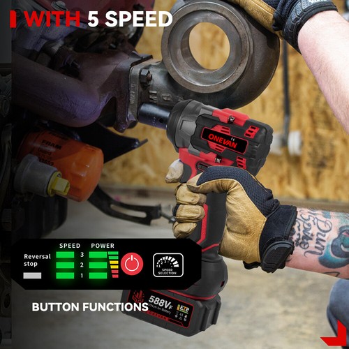 1200Nm 1/2" Cordless Electric Impact Wrench Drill Gun Ratchet Driver + 2 Battery - Picture 2 of 14