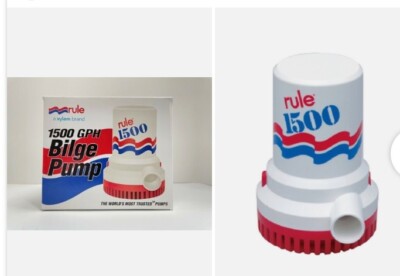 Rule 02 Bilge Pump 1500 GPH Marine 12V DC Non-Automatic 1-1/8'' Boat Submersible