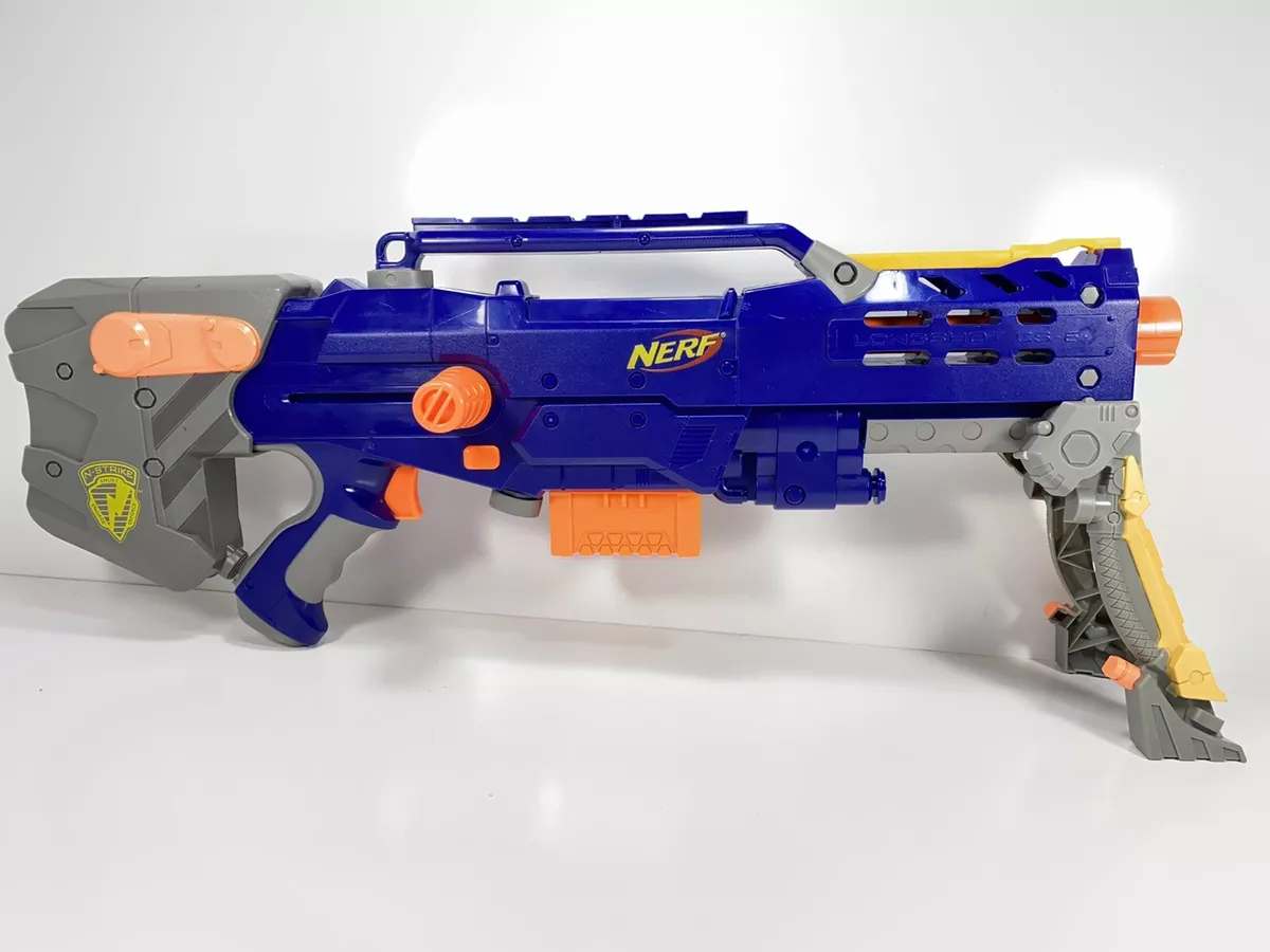 RARE!! Nerf N-Strike Longstrike CS-6 Dart Blaster Blue Tested